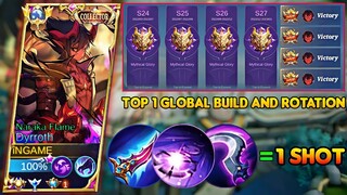 GLOBAL DYRROTH BEST 1 SHOT BUILD & ROTATION TO REACH MYTHIC GLORY 1K POINTS IN SOLO RANK