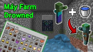 Cách Làm Máy Farm Drowned Trong Minecraft PE | Drowned Farm Minecraft PE/ Bedrock 1.18