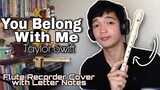 Taylor Swift - You Belong With Me | Flute Recorder Cover with Easy Letter Notes & Lyrics