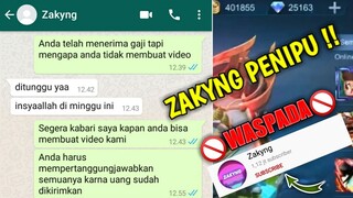 ZAKYNG PENIPU 1,1 JT SUBSCRIBER YOUTUBER MOBILE LEGEND DIAMOND