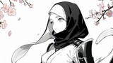 Hijab Samurai Armor - Line Art Manga Style