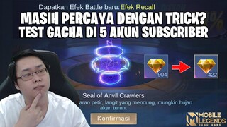 GACHA RECALL TAS TAS DI 5 AKUN PAKAI TRICK DARI SUBSCRIBER! MOBILE LEGENDS