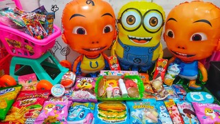 Permen yupi,es krim,lolipop hello Kitty,Choki Choki doraemon,bebek,kompor,masakan,balon