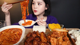 SUB 🍗 Onion Chicken rabokki Mukbang ASMR