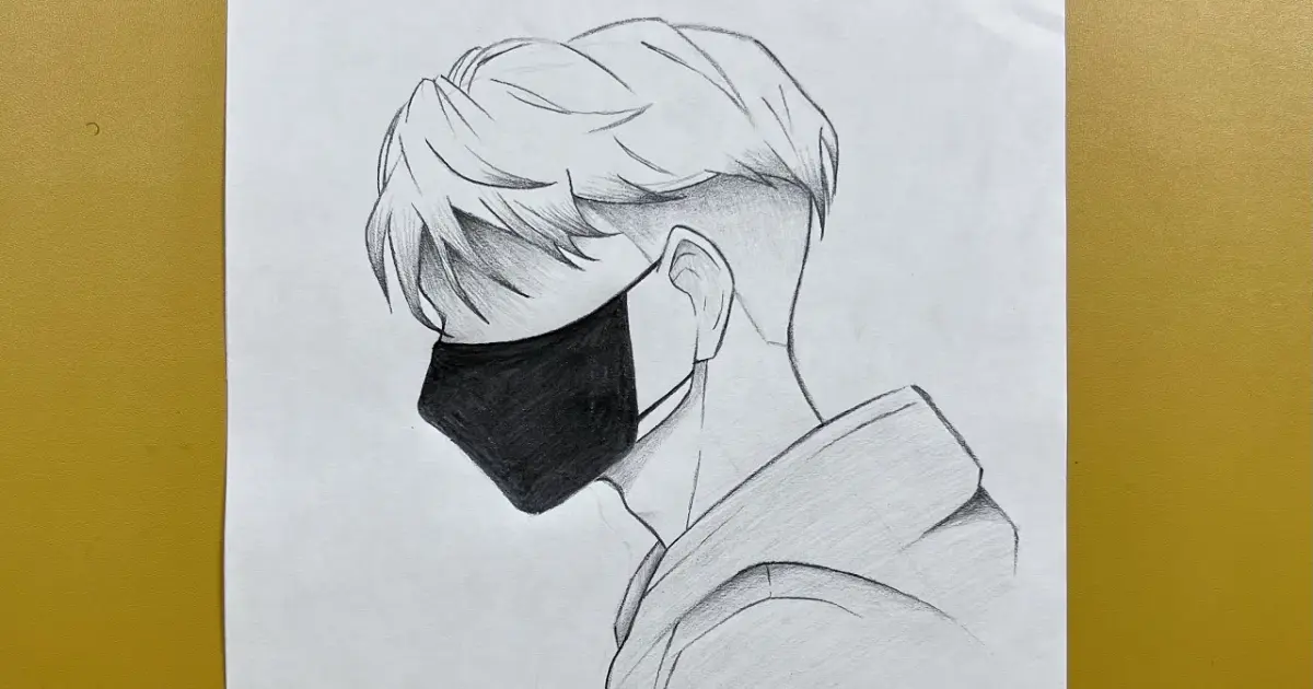Easy anime drawing | how to draw anime guy wearing face mask - Bstation