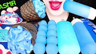 asmr blue food dadu cone ice cream craking 파란색 볼 콘