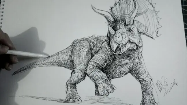 [Sketch] Drawing a Dinosaur With One Line #5 – Triceratops