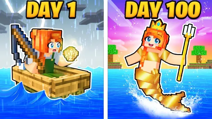I Survived 100 DAYS as a GOLDEN MERMAID in Minecraft!