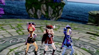 [mmd] Genshin Impact Three lolita nhảy mấy quả táo nhỏ, hình thô quá không dám xem