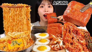 ASMR MUKBANG| 직접 만든 김치 양념치킨 열라면 통스팸 집밥 먹방 & 레시피 & 파김치도 SPICY NOODLES AND FRIED CHICKEN EATING