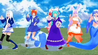 【mmd di gi charat】リンナ・キャラット＆ミ・ケ・キャラット＆うさだあかり＆憂鈴＆アクアちゃん＆ラ・ビ・アン・ローズでサディスティック・ラブ