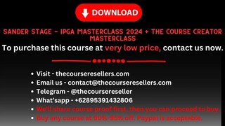 Sander Stage - IPGA Masterclass 2024 + The Course Creator Masterclass