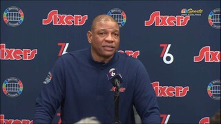 Doc Rivers on Joel Embiid (43 points): "He just got it in rhythm. I didn’t think we forced it."