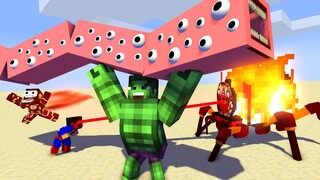 Monster School : BABY SUPERHEROES AND CHOO CHOO CHARLES THOMAS TRAIN SCHOOL - Minecraft Animation