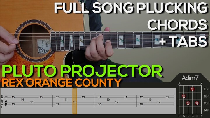 Rex Orange County - Pluto Projector Guitar Tutorial [FULL SONG PLUCKING, CHORDS + TABS]