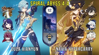 C1 Eula Xianyun and C0 Navia Hypercarry - Genshin Impact Abyss 4.4 - Floor 12 9 Stars