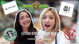 กินอาหารตามคนข้างหน้า | LETTING THE PERSON IN FRONT OF US DECIDE WHAT WE EAT FOR 24 HRS | ENG SUB