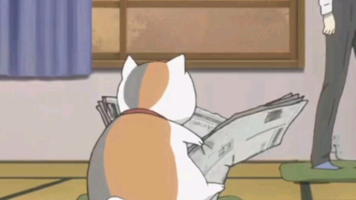 Natsume-san seems to like reading newspapers. He is often seen sitting in Natsume's room or other ro