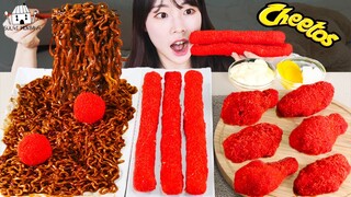 ASMR MUKBANG| 직접 만든 치토스 양념치킨 치즈스틱 치즈볼 짜파게티 먹방 & 레시피 FRIED CHICKEN AND FIRE NOODLES EATING