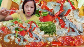 ตำข้าวเปียกเส้นกุ้งสด เส้นเหนียวนุ่ม แซ่บนัว2/2/65