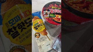 Cheesy corndog + Buldak Spicy Noodles + takoyaki 🐙 #mukbang #food #asmr