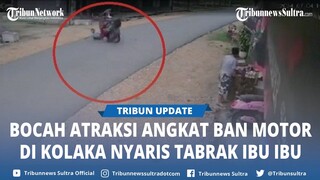 Viral Rekaman CCTV Bocah Jatuh Dari Motor Saat Angkat Ban di Polinggona Kolaka Sulawesi Tenggara