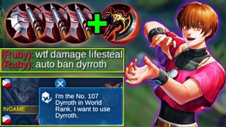 WORLD RANK DYRROTH ONE SHOT COMBO | BEST BUILD & EMBLEM 2021 MLBB