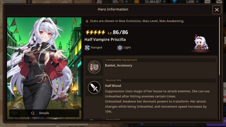 Guardian Tales | Pulling for Half Vampire Priscilla and Showcasing her abilities!