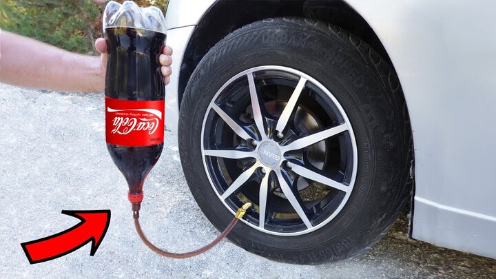 COCA COLA in a CAR TIRE