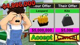 Trading Mythicals BUT I CAN'T CANCEL THE TRADE! Roblox Blox Fruits