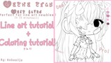 Lineart tutorial + coloring tutorial |Gacha club| girl version