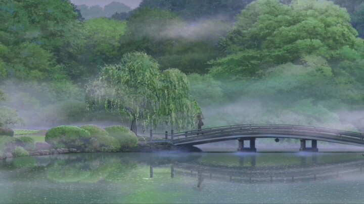 Nghe hệ thống chữa lành âm thanh mưa mưa anime Makoto Shinkai