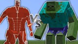 Titan Đại hình Vs Các sinh vật Đại hình khác (Levi Đại hình, Zombie đại hình) trong Minecraft