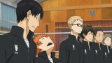Hinata's little Taiyang fell asleep while standing, Kageyama helped him up, and stood there for a se