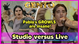 Pablo's GROWLS on Gento, Studio versus Live!