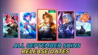 ALL UPCOMING SEPTEMBER SKINS RELEASE DATE || MLBB NEW SKINS 2022