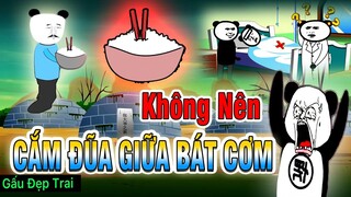 Gấu Đẹp Trai : KHÔNG NÊN CẮM ĐŨA GIỮA BÁT CƠM | Phim Ngắn Gấu Đẹp Trai Hài Hước Kinh Dị