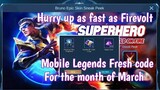 New free Redeem code in mobile legends | Get free random rewards