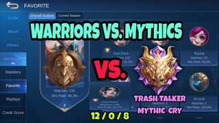 Warriors ( Pro Smurfs ) VS. Mythics ( trashtalkers )  |  Mobile Legends