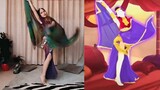 "Just Dance" Lean On - Yarn belly dance! Even the angle of the scarf is exactly the same?