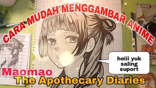 cara mudah menggambar anime the apothecary diaries maomao
