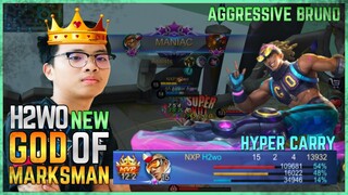 H2wo, New MARKSMAN GOD! | Bruno MANIAC Insane Gameplay 🔥| MLBB