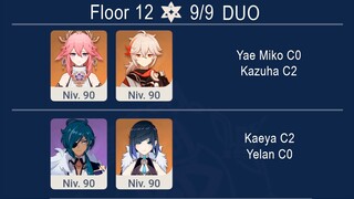 3.0 Spiral Abyss Floor 12 [Duo] Kaeya C2 & Yelan C0 - Yae Miko C0 & Kazuha C2 I Genshin Impact
