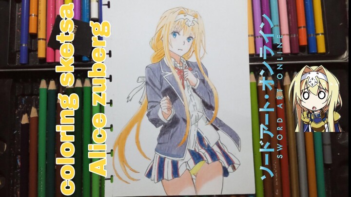 coloring sketsa Alice zuberg sword art online (Sao)