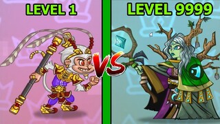 THẦN RỪNG LV100 TỐI THƯỢNG MAX THỦ VS NGỘ KO LV100 Tower Conquest TOP GAME ANDROID IOS THÀNH EJ