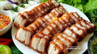 THỊT HEO CHIÊN GIÒN BÁNH HỎI Cách làm không nhiều công đoạn giòn ngoài mềm ẩm bên trong |Nhamtran FV