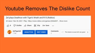 Youtube Removes The Dislike Count (11/30/2021)
