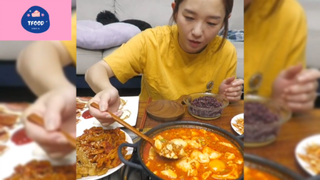 Mukbang cơm gạo lứt, đậu hũ cay #anngon