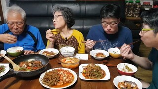 고구마줄기요리 총출동! 고구마줄기 고등어조림, 들깨가루 고구마줄기 볶음, 고구마순 두부조림, 고구마순 김치, 가족먹방 MUKBANG KOREAN FOOD COOKING ASMR