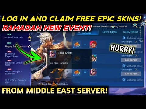 RAMADAN EVENT! LOG IN AND GET FREE PERMANENT EPIC SKINS! FROM OTHER SERVER! MOBILE LEGENDS